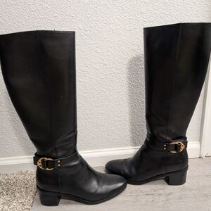 Tory Burch Black Leather Knee-High Boots